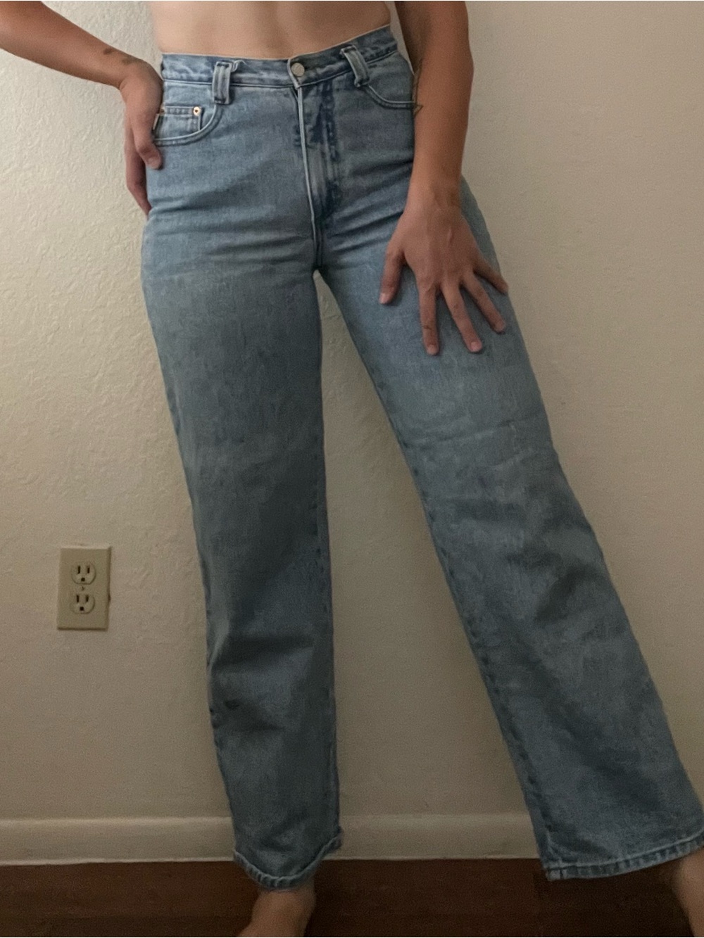Classic High-Rise Straight Leg Jeans - Light Blue
